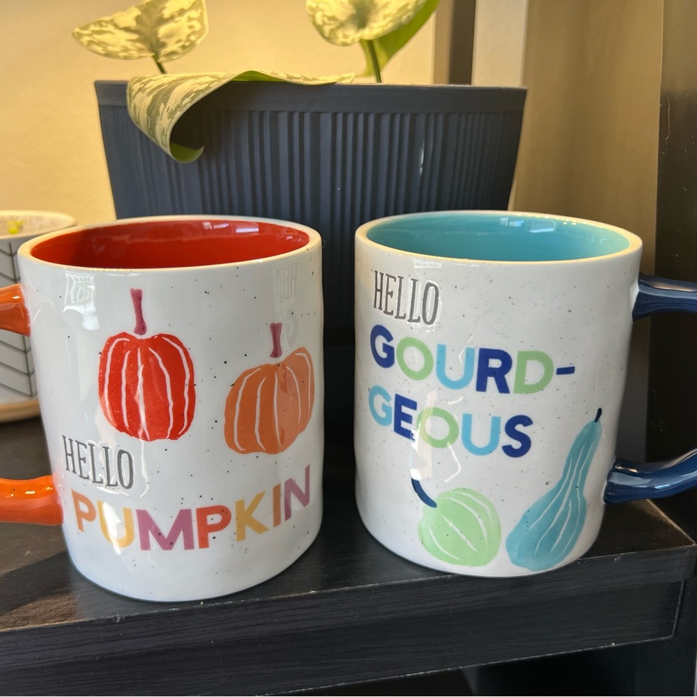 Colorful Pumpkin and Gourd Coffee Mug Set